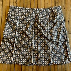 Martha B size 10 skirt with scalloped edge colors brown, tan, cream and black